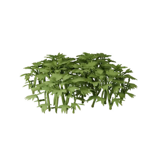 Bamboo Thicket Cluster Modular 3D model, isometric modular kit view, showing leaf clusters, layered vegetation clusters.