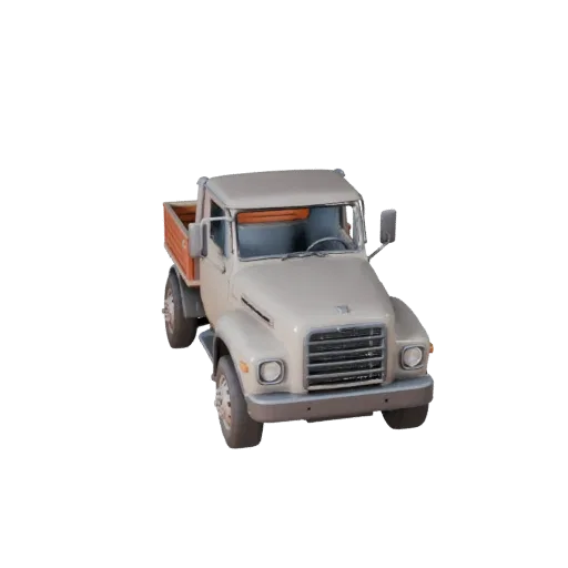 Modelo 3D de Camión de Carga Vintage Listo para Juego, vista de estudio a tres cuartos, activo de vehículo listo para producc