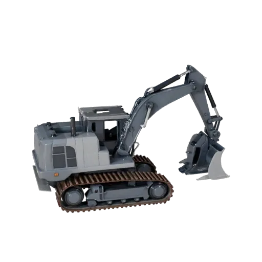 Modello 3D stilizzato Bulldozer Stradale, rendering isometrico stilizzato, che mostra acciaio verniciato, grandi silhouette m