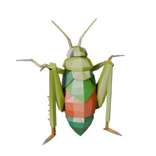 Modello 3D Cavalletta Low Poly - Asset Unity con FBX | PBR
