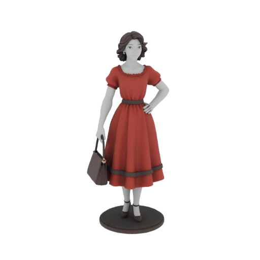 3D Model: Russian Girl in Red Dress