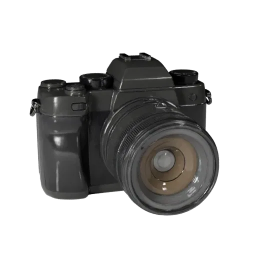 Cinema Camera High Poly 3D model, close-up studio render, showing textured grips, lens barrels.