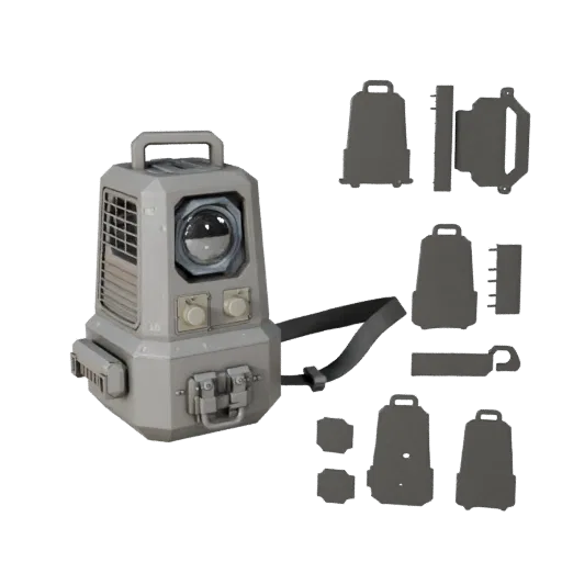 Training Signal Beacon Low Poly 3D model, game viewport three-quarter view, showing rubber grips, portable prop form.