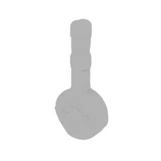 Render 3D de una botella gris suave con tapa texturizada y grabada, aislada sobre fondo blanco.