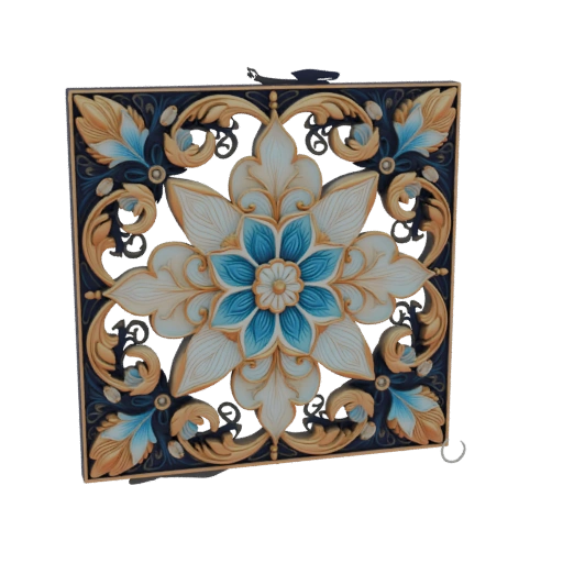 Ornate Floral Mandala Wall Decor 3D Model