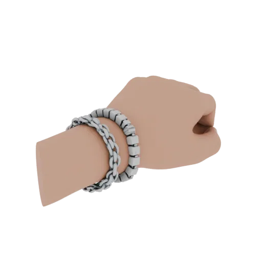 Gold Beaded Bracelet 3D model, three-quarter front view, AR viewer studio render, gold finish.