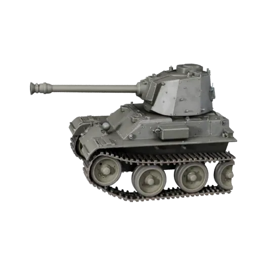 Modello 3D carro armato WWII high poly, vista studio ravvicinata, asset veicolo high-poly con massa corazzata, assetto robust