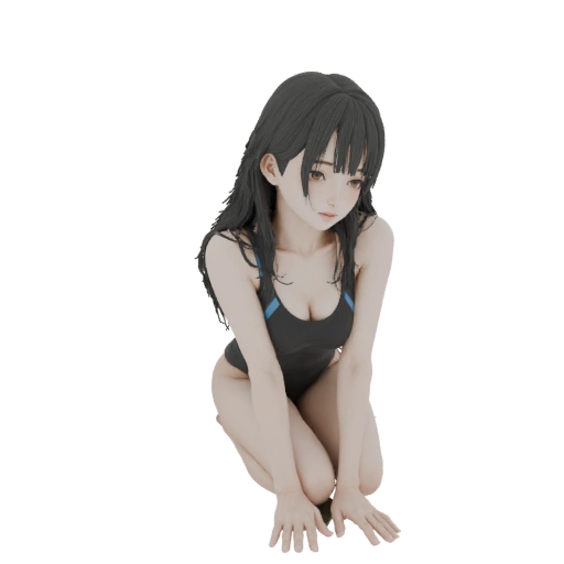 Anime Girl in Swimsuit 3D Model