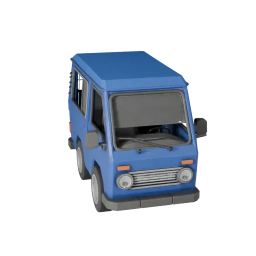 Low Poly Retro Van 3D Model for Unity & Unreal PBR Asset