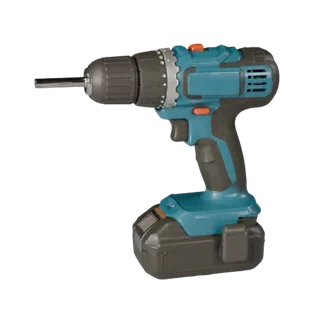 Akku-Bohrschrauber GLB 3D-Modell, Drei-Viertel-AR-Viewer-Rendering, zeigt Produktvisualisierung aus geformtem Kunststoff.