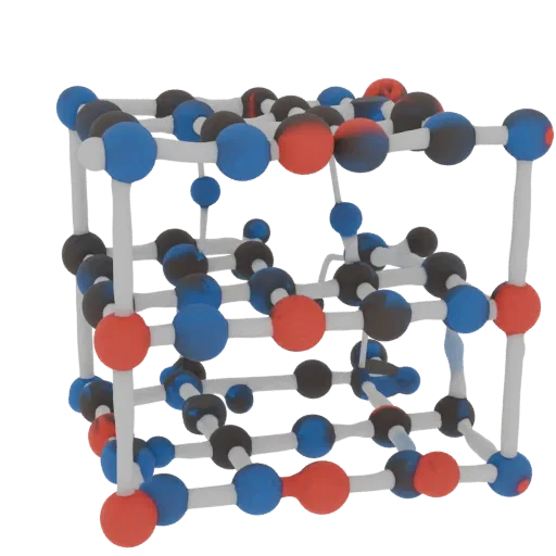 Crystal Style Lattice 3D model, three-quarter front view, AR viewer studio render, showing colored spheres, form detail.