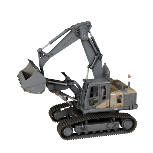 Mining Wheel Loader Realistic 3D model, three-quarter studio render, showing painted steel, form detail.