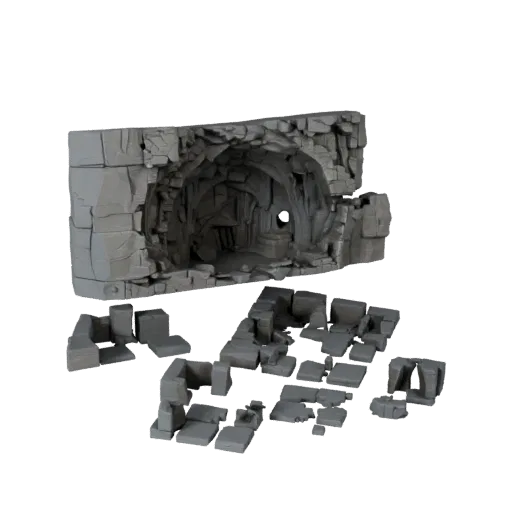 Underground Lake Cave Modular 3D model, isometric modular kit view, showing aged stone, water edges.