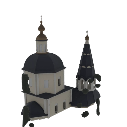 Orthodox Church with Dome and Bell Tower 3D Model