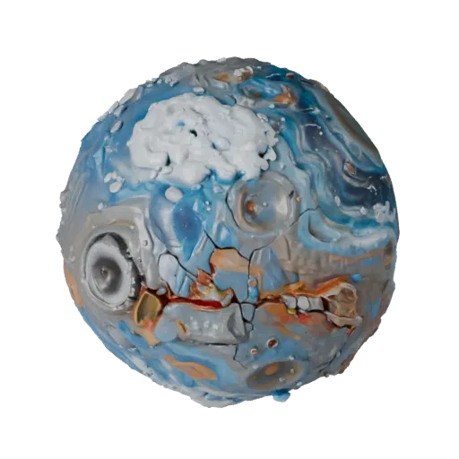 Lava Dwarf Planet 3D model, three-quarter front view, Unity viewport, showing rock, spherical body scale.