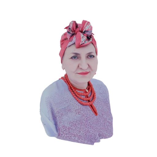 Woman with Red Scarf and Necklace