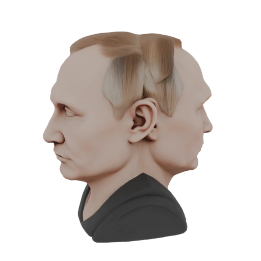 Two-faced bust of Vladimir Putin in antique style