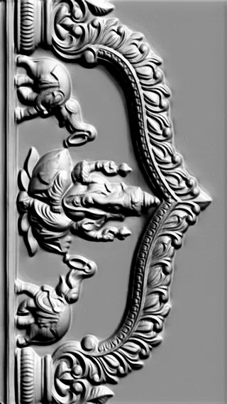 Modelo 3D de bajorrelieve con elefantes y adornos vegetales estilo indio