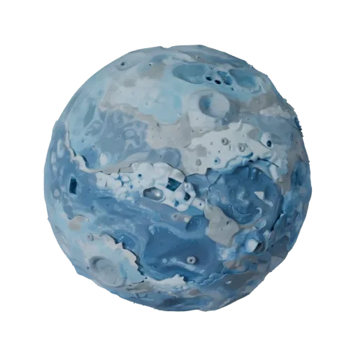Ice Dwarf Planet Stylized 3D model, stylized isometric render, showing rock, spherical body scale.