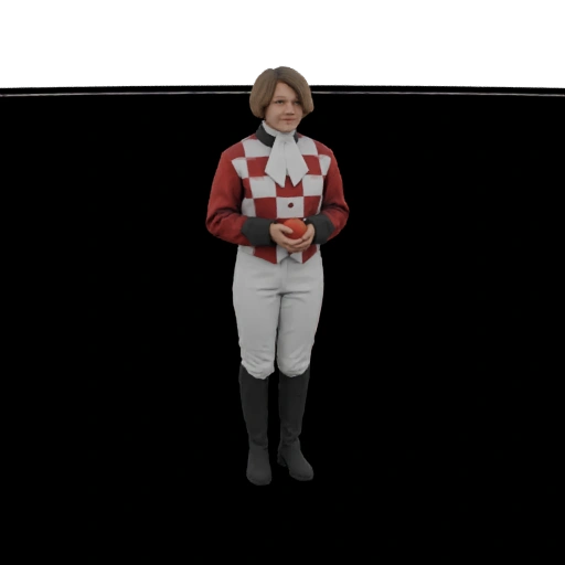 Young Jockey Holding Red Apple 3D Model