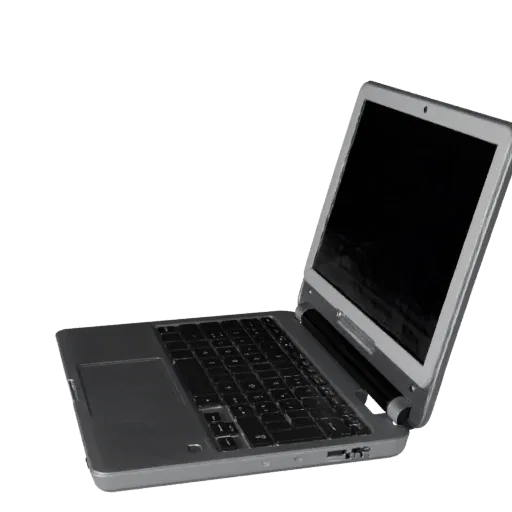 Business Convertible Notebook Low Poly 3D model, game viewport three-quarter view, showing brushed metal, form detail.
