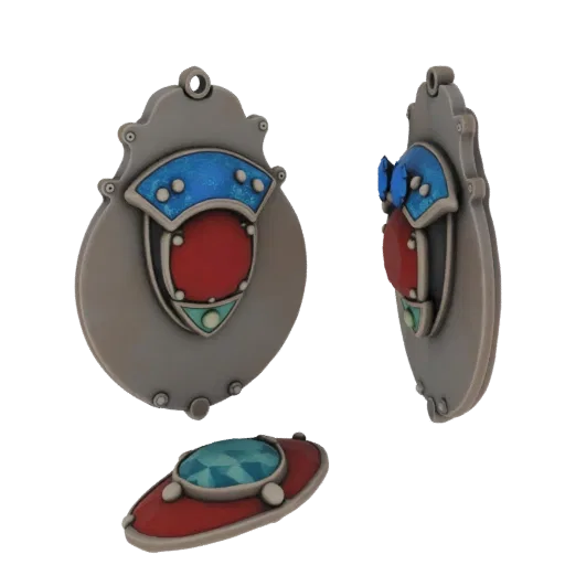 Vintage Decorative Pin scene ready 3D model, side view studio render, showing brooch silhouette and surface contrast.
