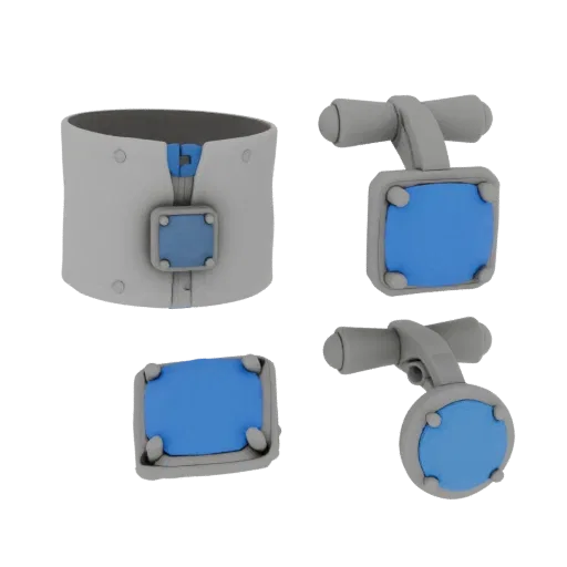 Gem Set Cufflink render detail 3D model, top-down studio render, highlighting cufflink form and finish detail.