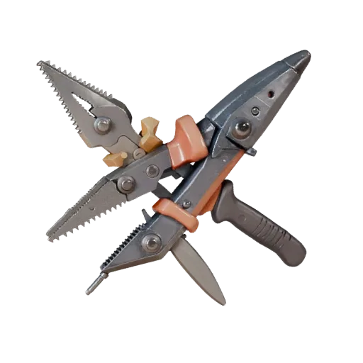 Precision Pliers Stylized 3D model, stylized isometric render, showing painted metal, clear grip zones.