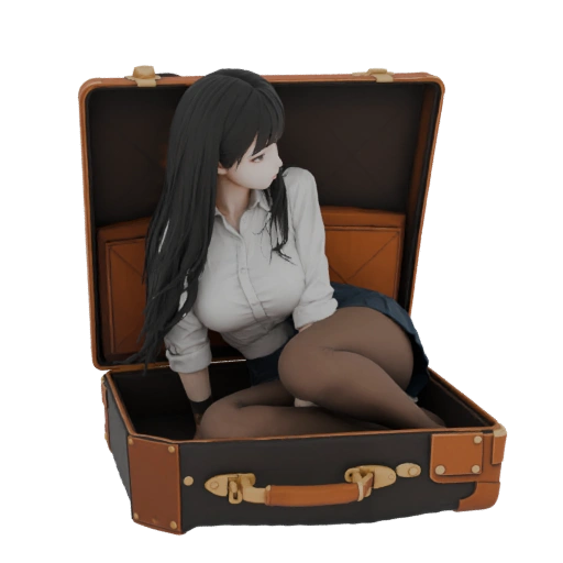 Anime Girl in Suitcase 3D Model