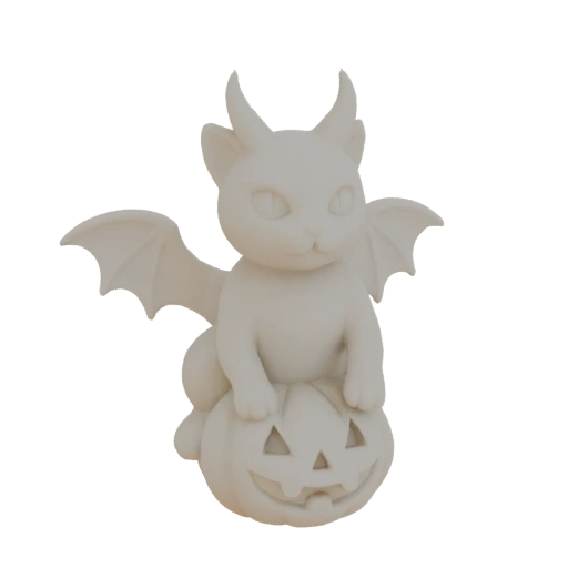 Halloween Bat Cat on Pumpkin
