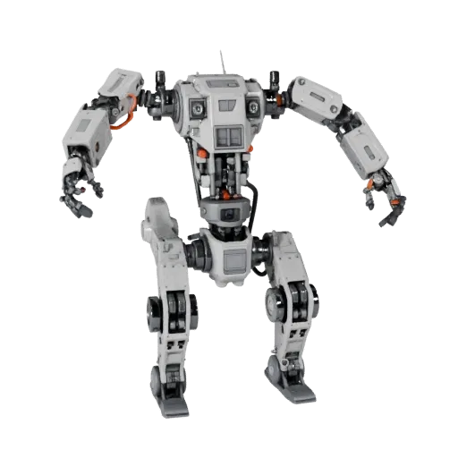 Humanoid Robot Arm Modular 3D model, isometric modular kit view, showing metal frames, robot form.