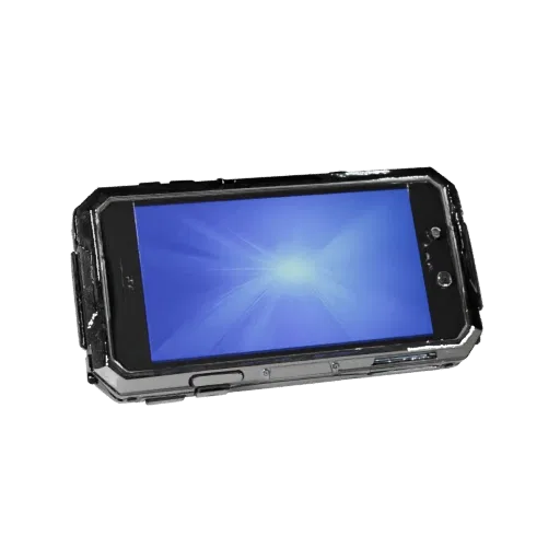 Rugged Gaming Phone Modular 3D model, isometric modular kit view, showing glass screens, thin device proportions.