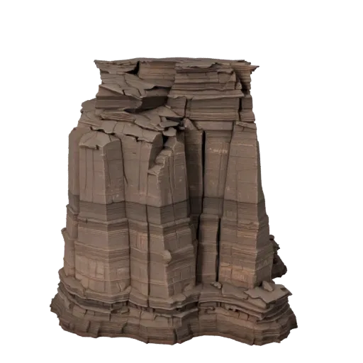 Canyon Pillar Set Unity 3D model, isometric viewport view, showing stratified stone, dune ridges.