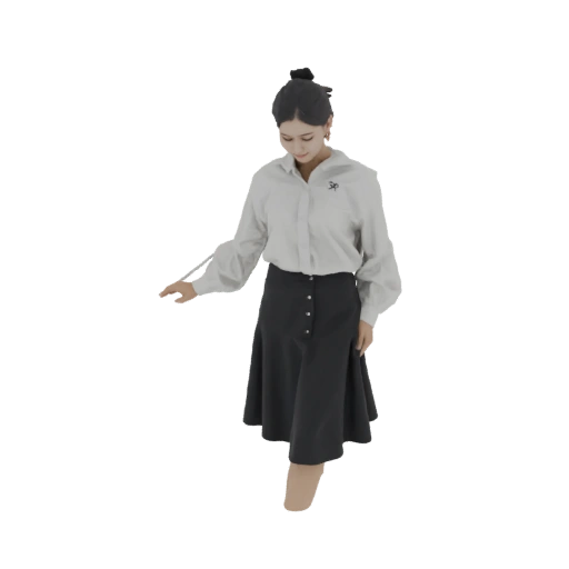 Elegant Woman in Blouse and Skirt 3D Model