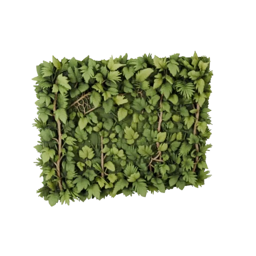 Jungle Vine Wall Realistic 3D model, three-quarter environment render, showing leaf clusters, terrain detail.