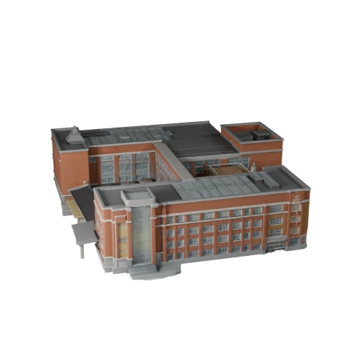 Modèle 3D de bâtiment universitaire low poly pour jeux et RV