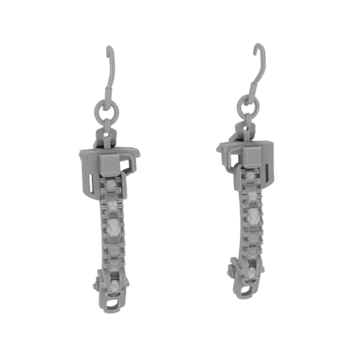 Stud Style Earrings product viz 3D model, top-down studio render, with clean topology and PBR shading on the earring.
