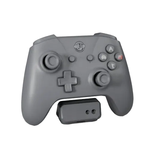 Portable Controller Realistic 3D model, three-quarter studio render, showing matte plastic, console proportions.