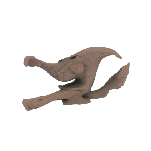 3D model of a detailed alien insectoid mandible with sharp, interlocking parts and a textured, chitinous surface.