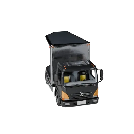 Modelo 3D Caminhão Baú, vista de estúdio em três quartos, ativo de veículo pronto para Blender com massa de veículo funcional