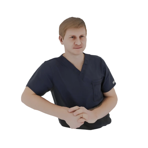 Male Medical Professional in Dark Blue Scrubs
