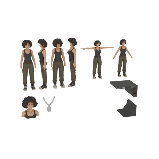 Modern Female Soldier 3D Model