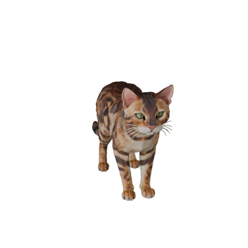 Modelo 3D Gato Bengala Baixo Poli - Asset para Jogo Unity com FBX | PBR