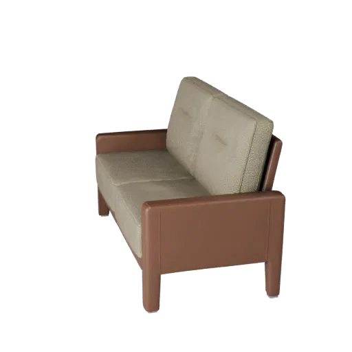 Compact Modular Couch High Poly 3D model, living room, close-up studio render, woven fabric detail.