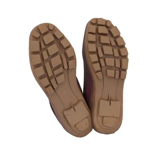 3D model of shoe sole with pronounced tread and heel imitation, bottom view