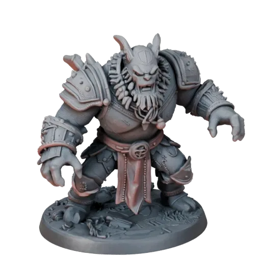 Monster Wizard Miniature realistic 3D model preview showing silhouette, three-quarter scene view, pose and resin detail