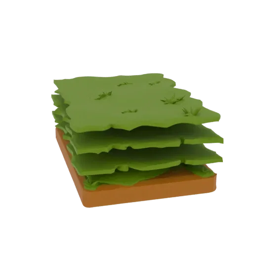 Savanna Grassland Biome Printable 3D model, isometric tabletop STL render, showing terrain layers, terrain detail.