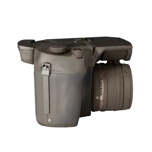 Cinema Drone Camera Realistic 3D model, three-quarter studio render, showing textured grips, lens barrels.
