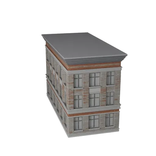 Stone Facade Blender-ready 3D model, Blender studio render view, showing building facade materials and architectural detail