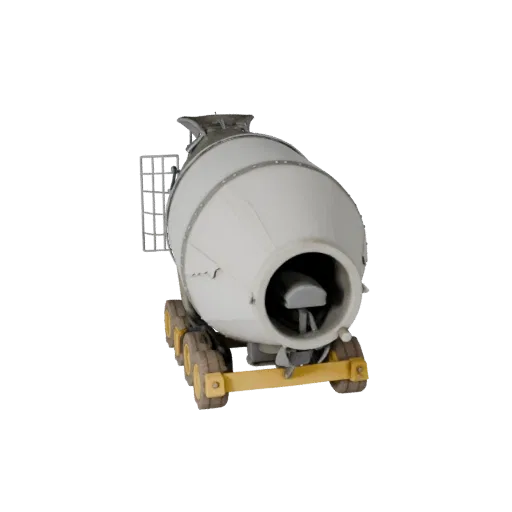 Roadwork Concrete Mixer 3D model, side profile view, technical viewport render, showing concrete, form detail.